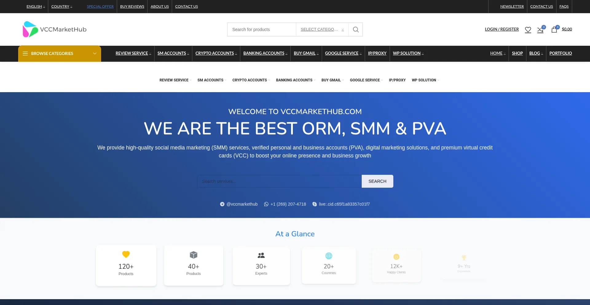 Website screenshot of Vccmarkethub.com