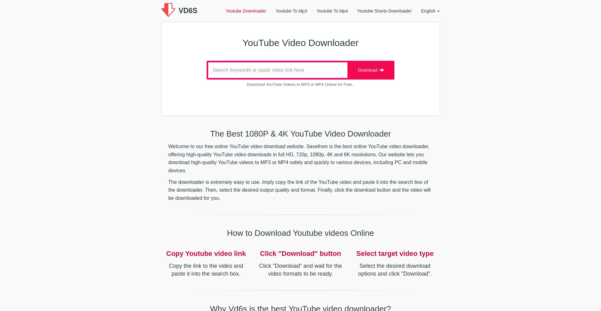 Website screenshot of Vd6s.com