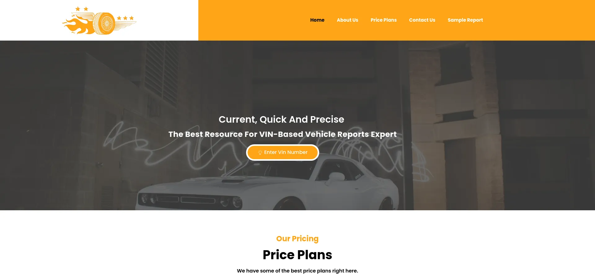 Website screenshot of Vehiclereportexpert.com