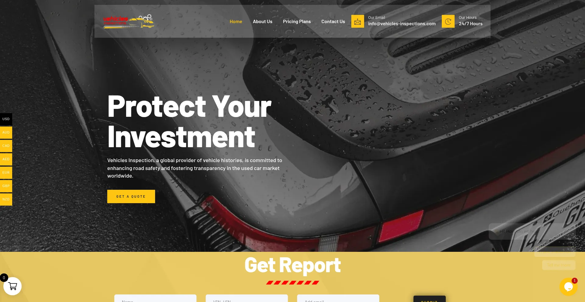 Website screenshot of Vehicles-inspections.com