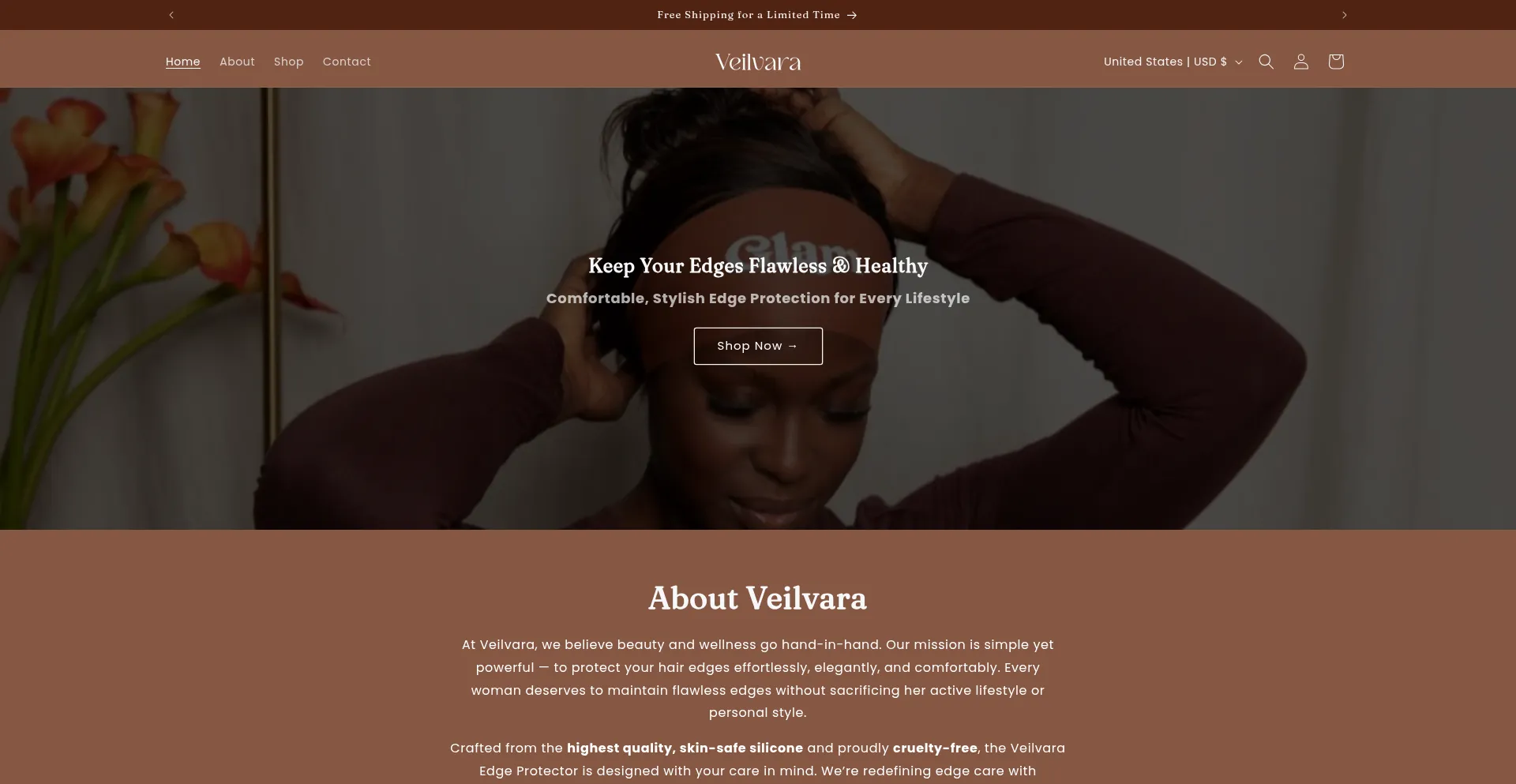 Website screenshot of Veilvara.com