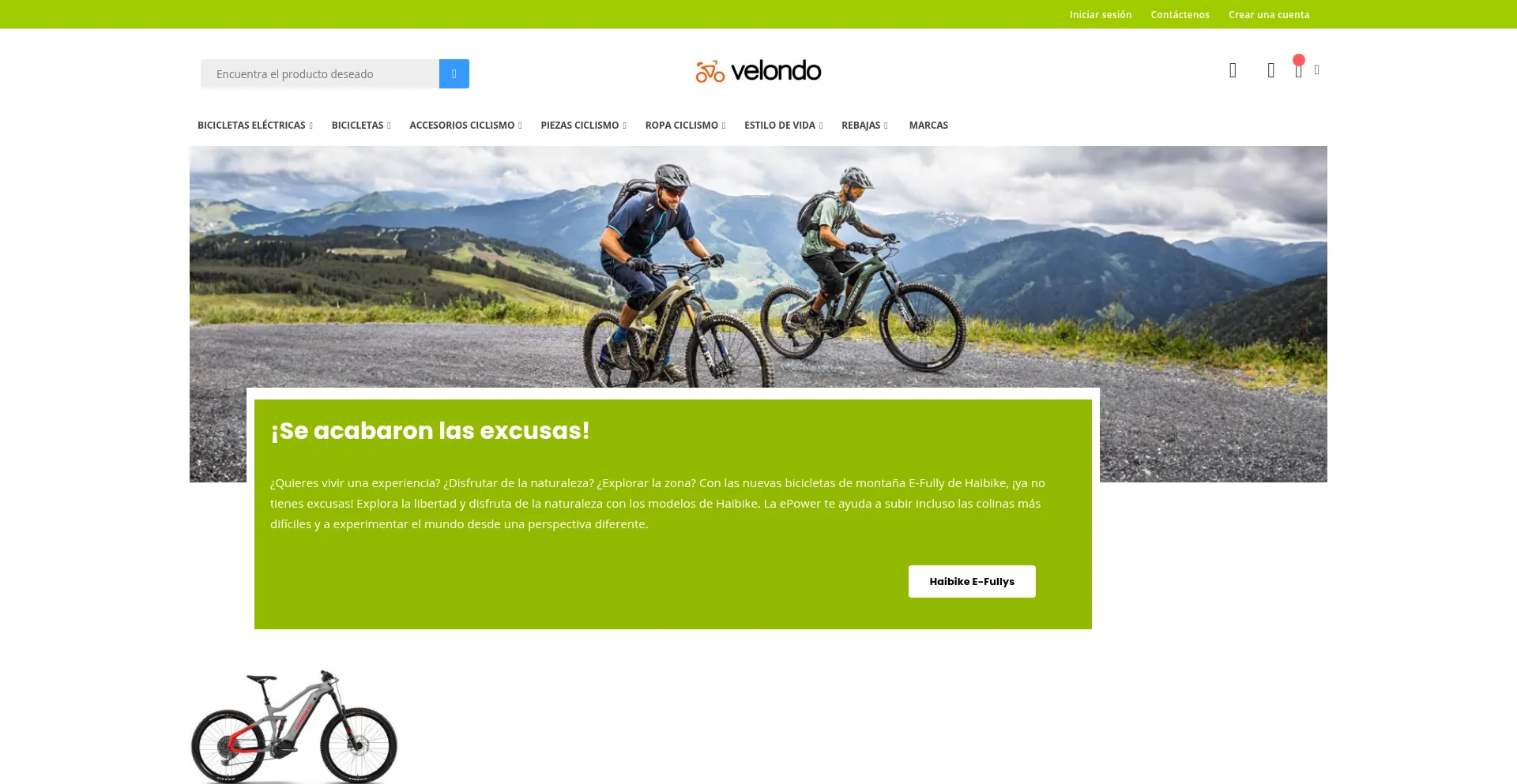 Website screenshot of Velondo.es