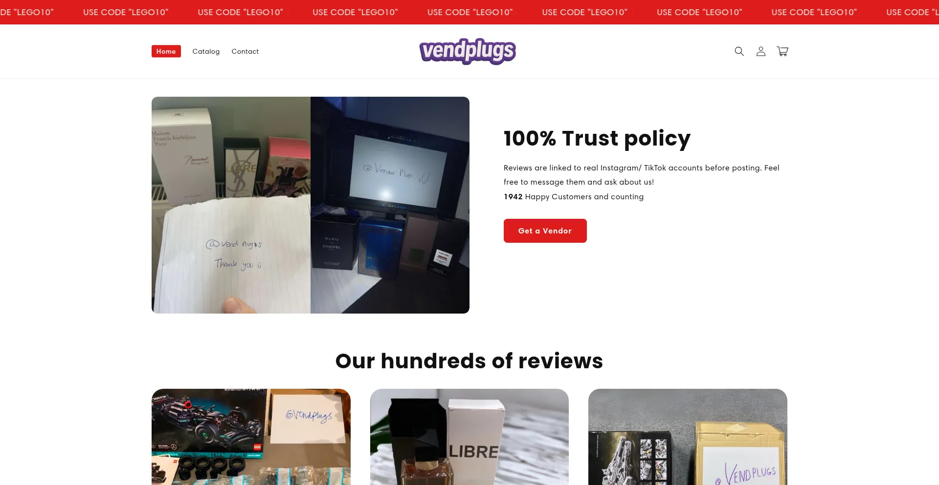 Website screenshot of Vendplugs.com