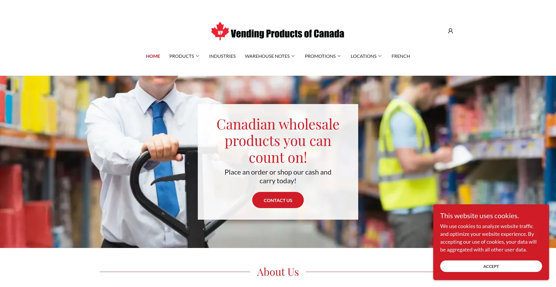Website screenshot of Vendproductscan.com