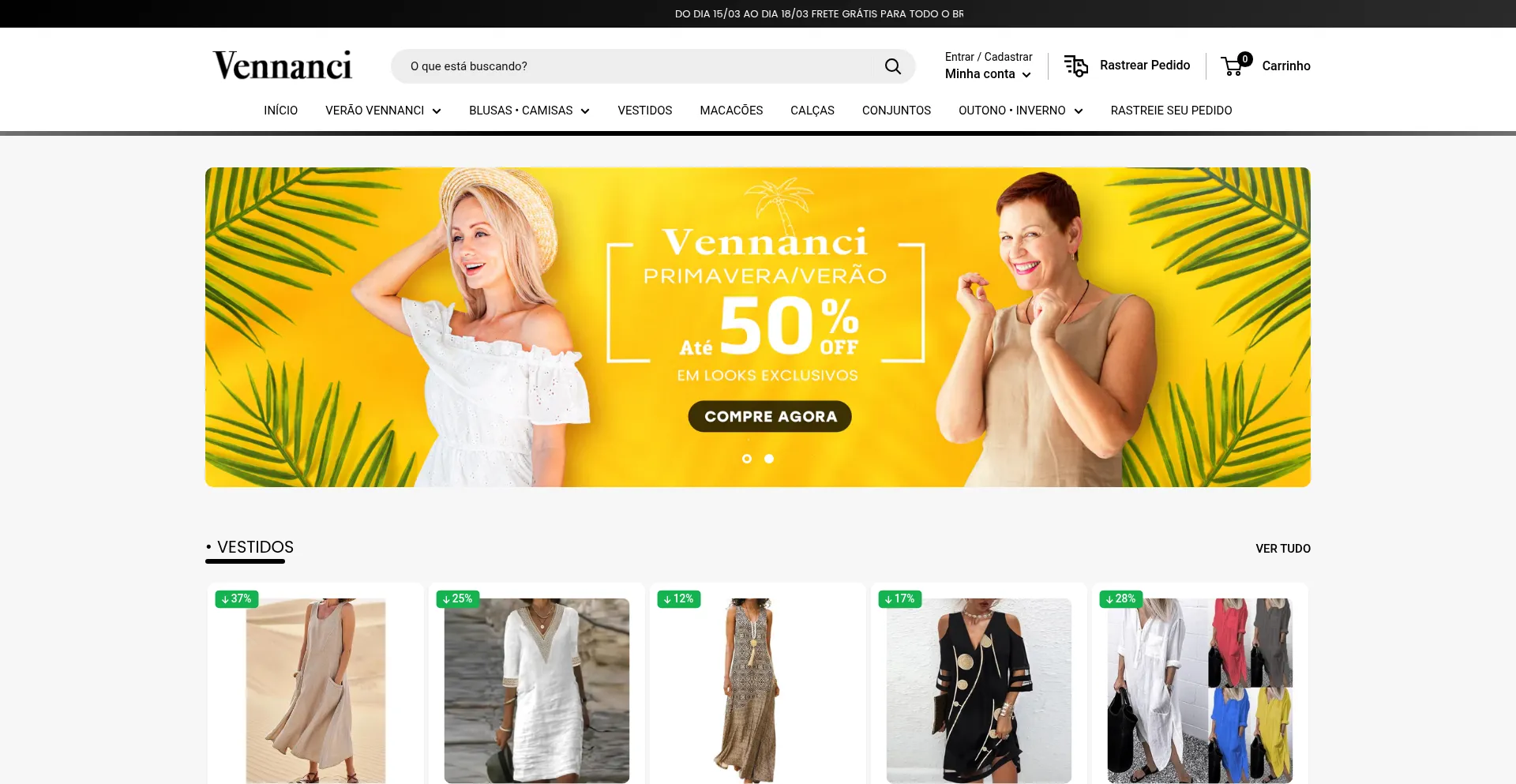 Website screenshot of Vennanci.com