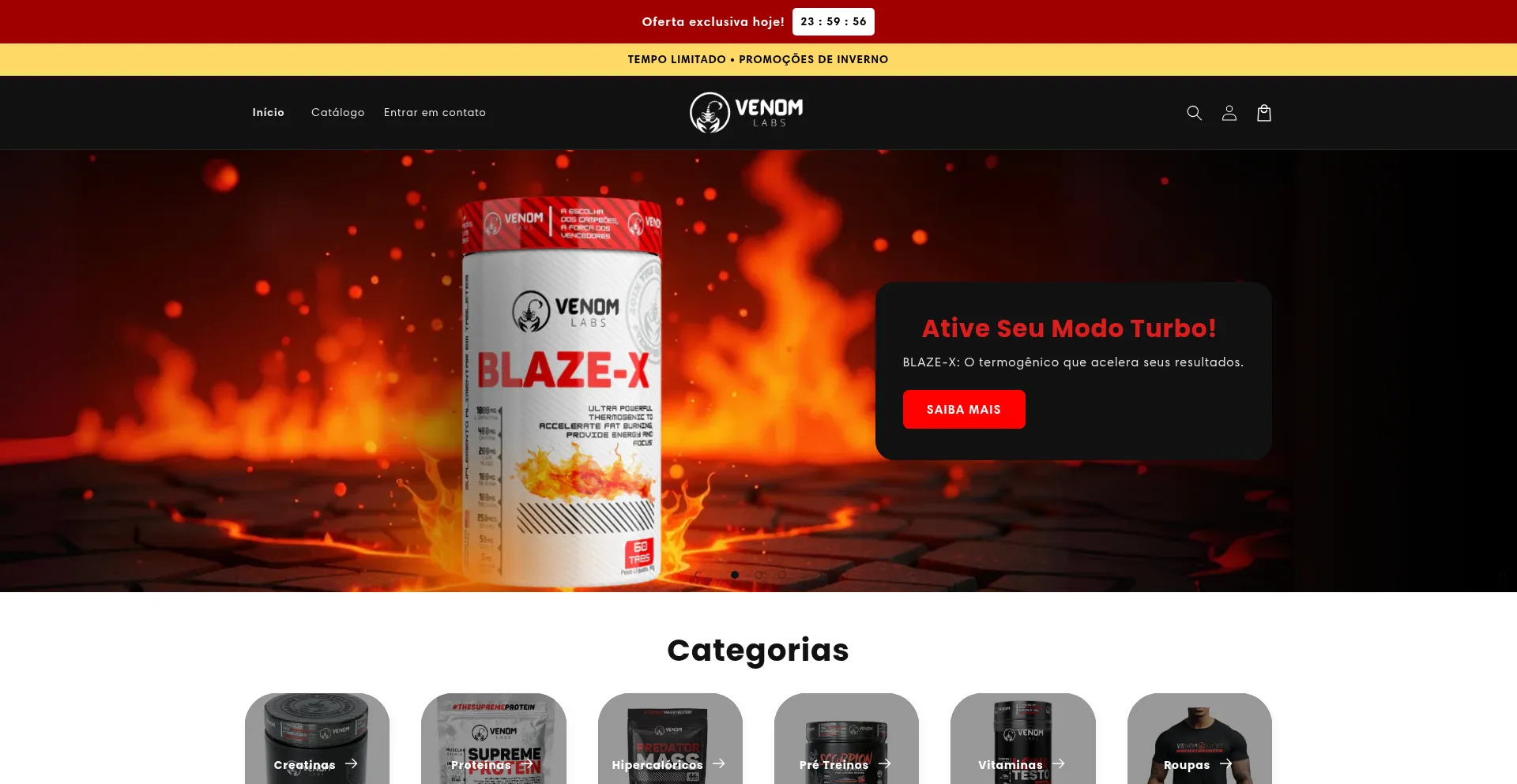 Website screenshot of Venomlabs.com.br