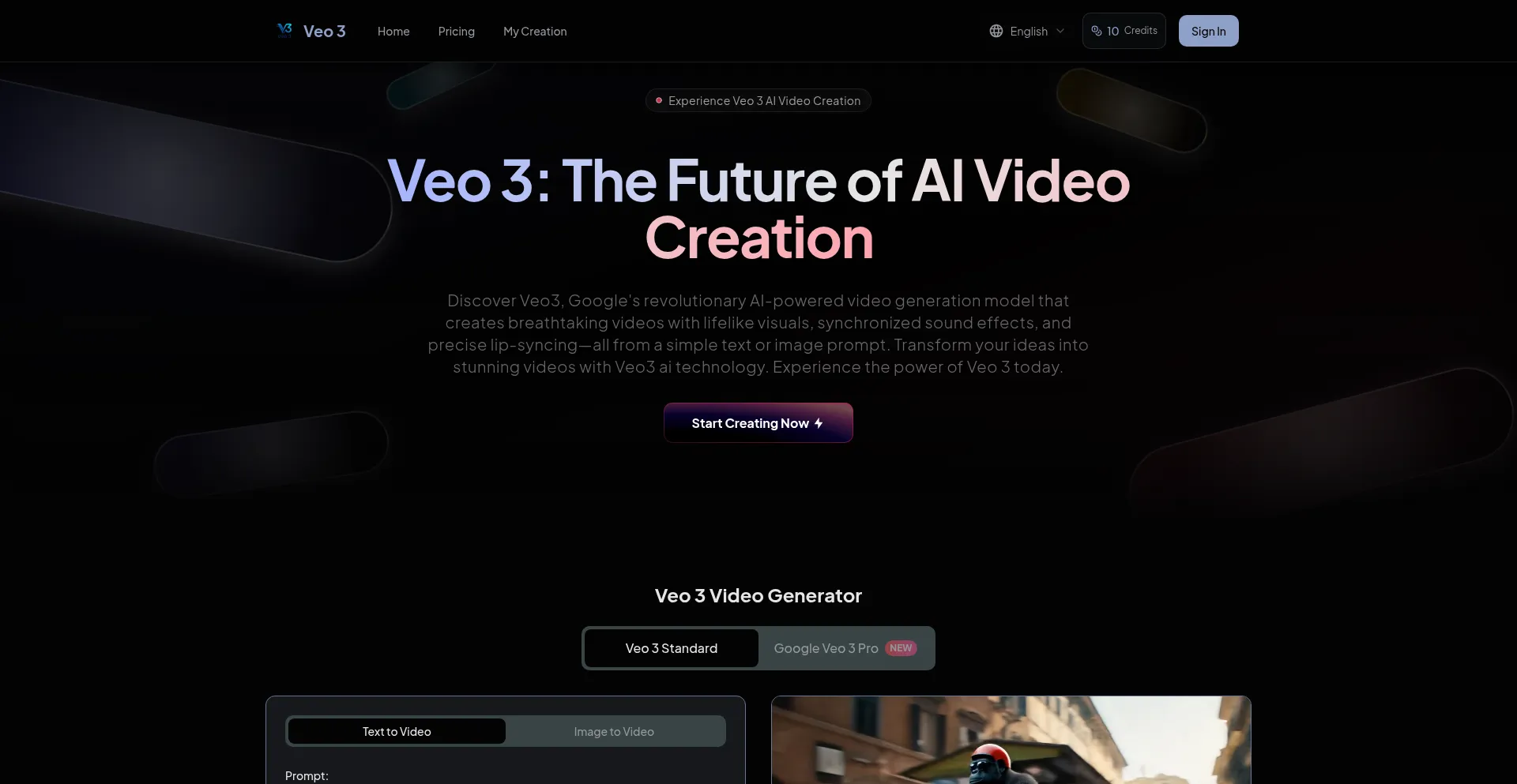 Website screenshot of Veo3ai.org