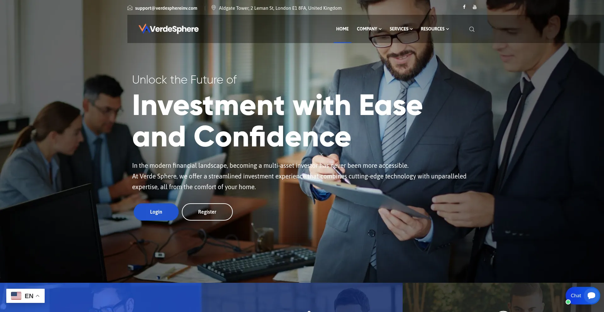 Website screenshot of Verdesphereinv.com