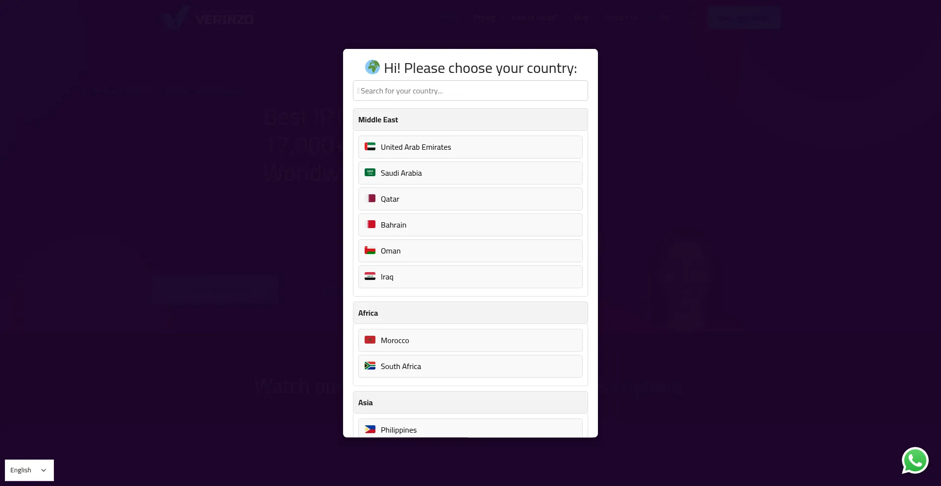 Website screenshot of Verinzo.com