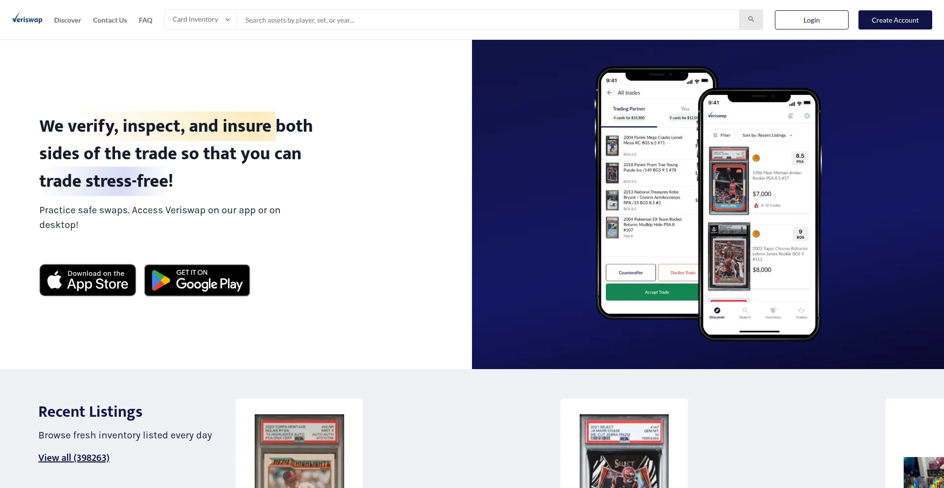 Website screenshot of Veriswap.com