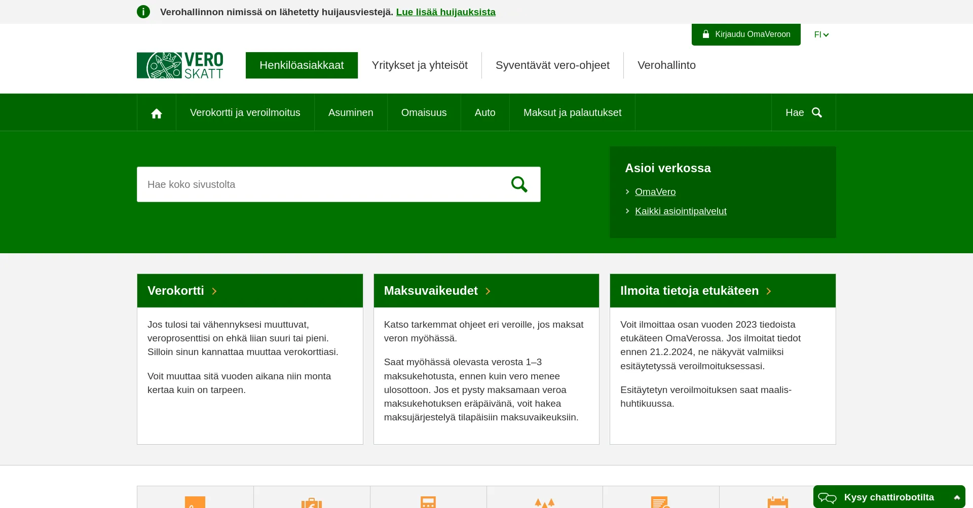 Website screenshot of Vero.fi