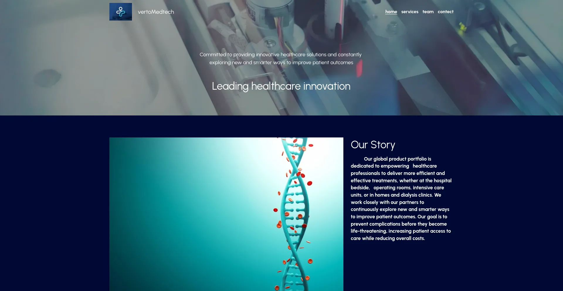 Website screenshot of Vertomedtech.com