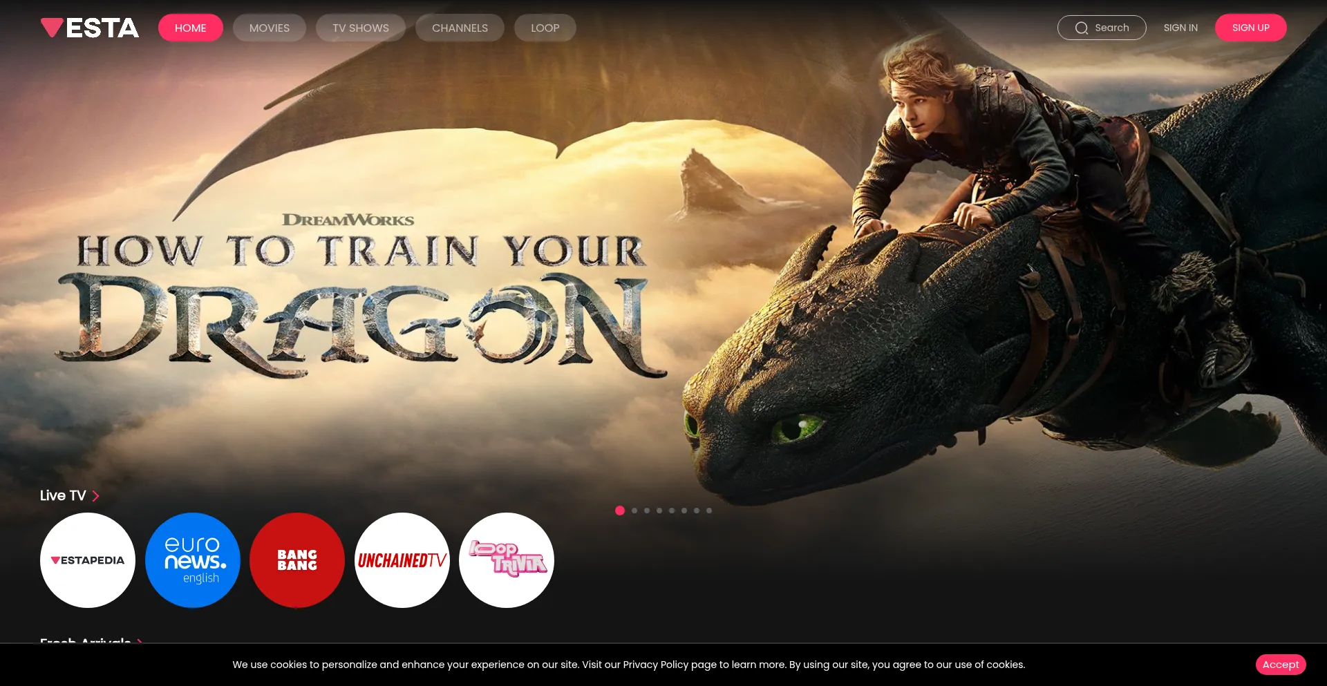 Website screenshot of Vestastream.com