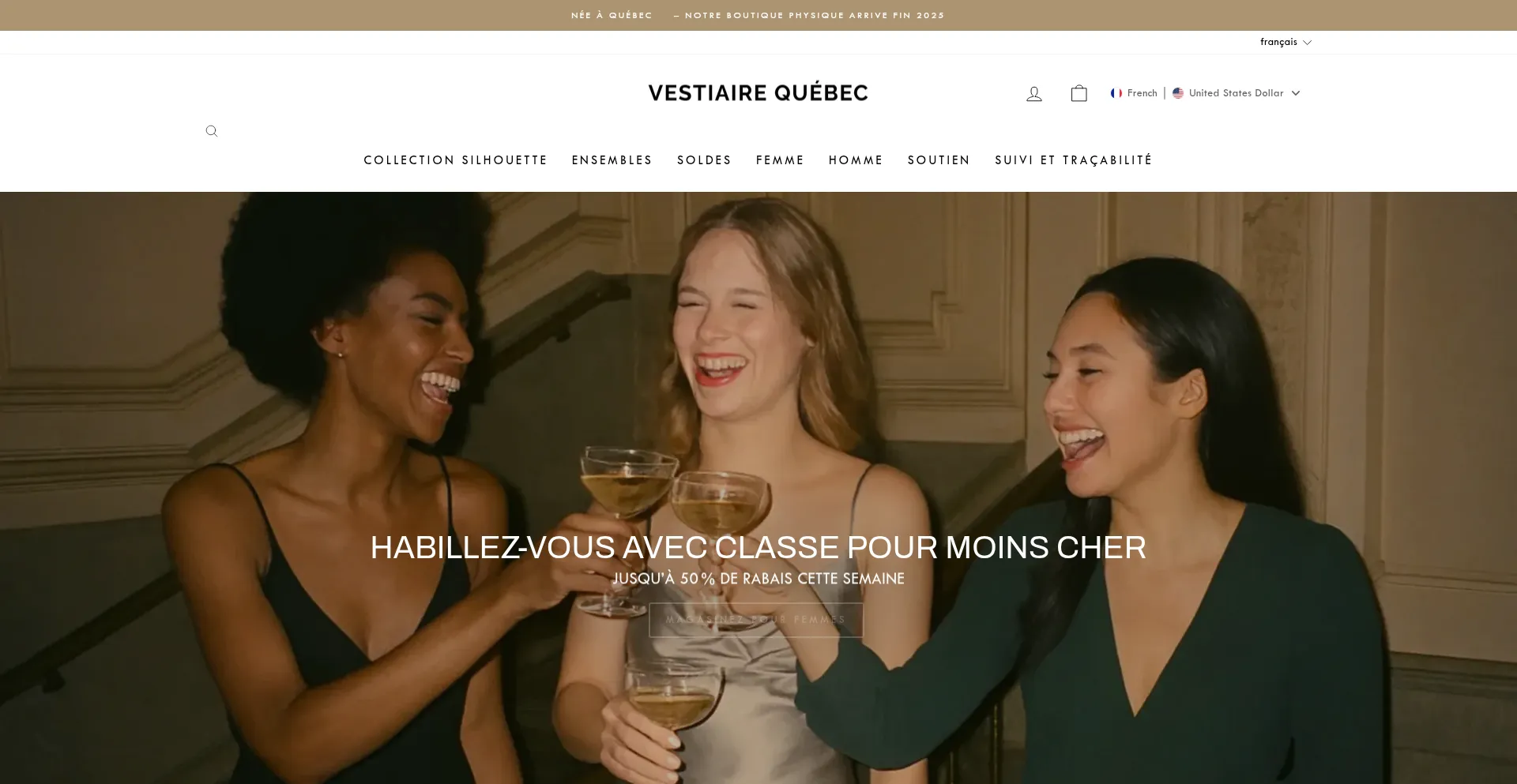Website screenshot of Vestiaire-quebec.com