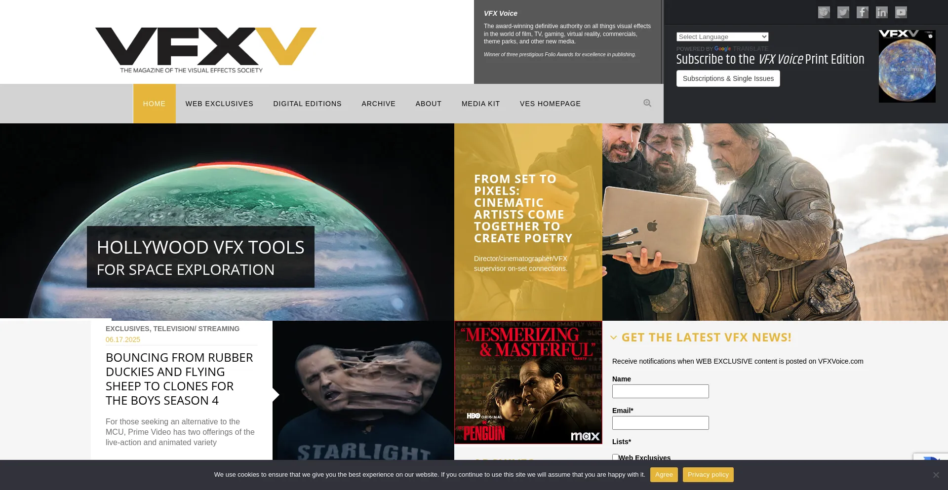 Website screenshot of Vfxvoice.com