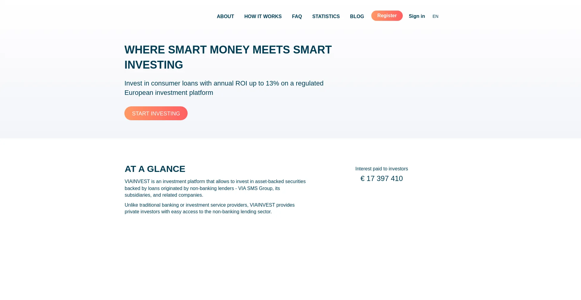 Website screenshot of Viainvest.com