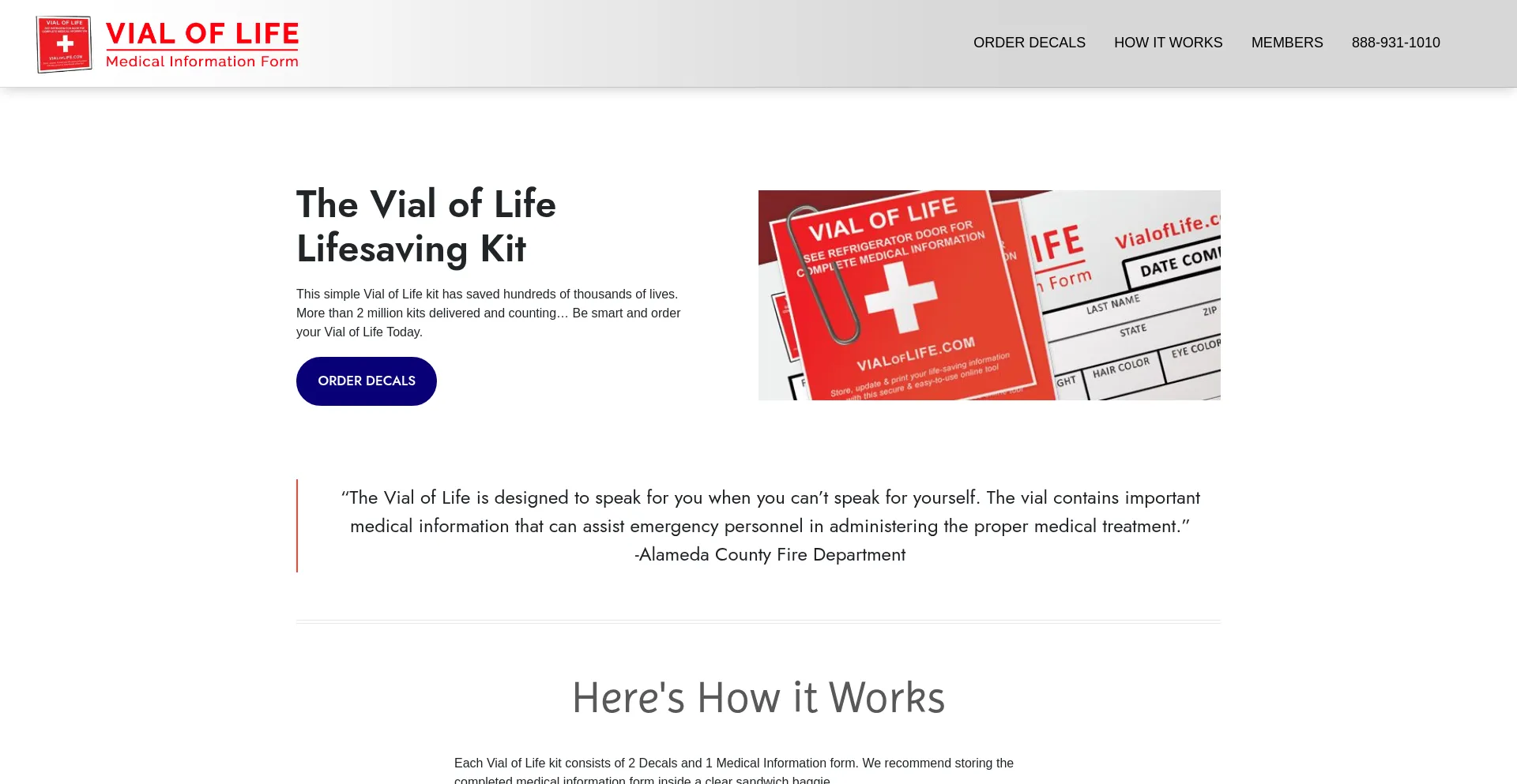Website screenshot of Vialoflife.com