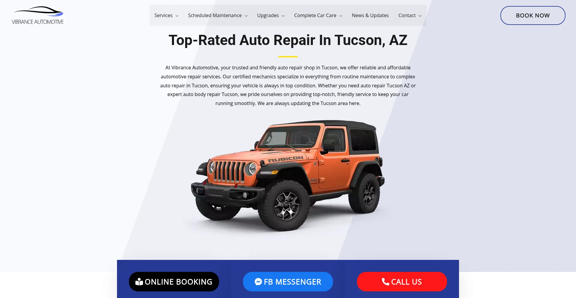 Website screenshot of Vibranceautomotive.com