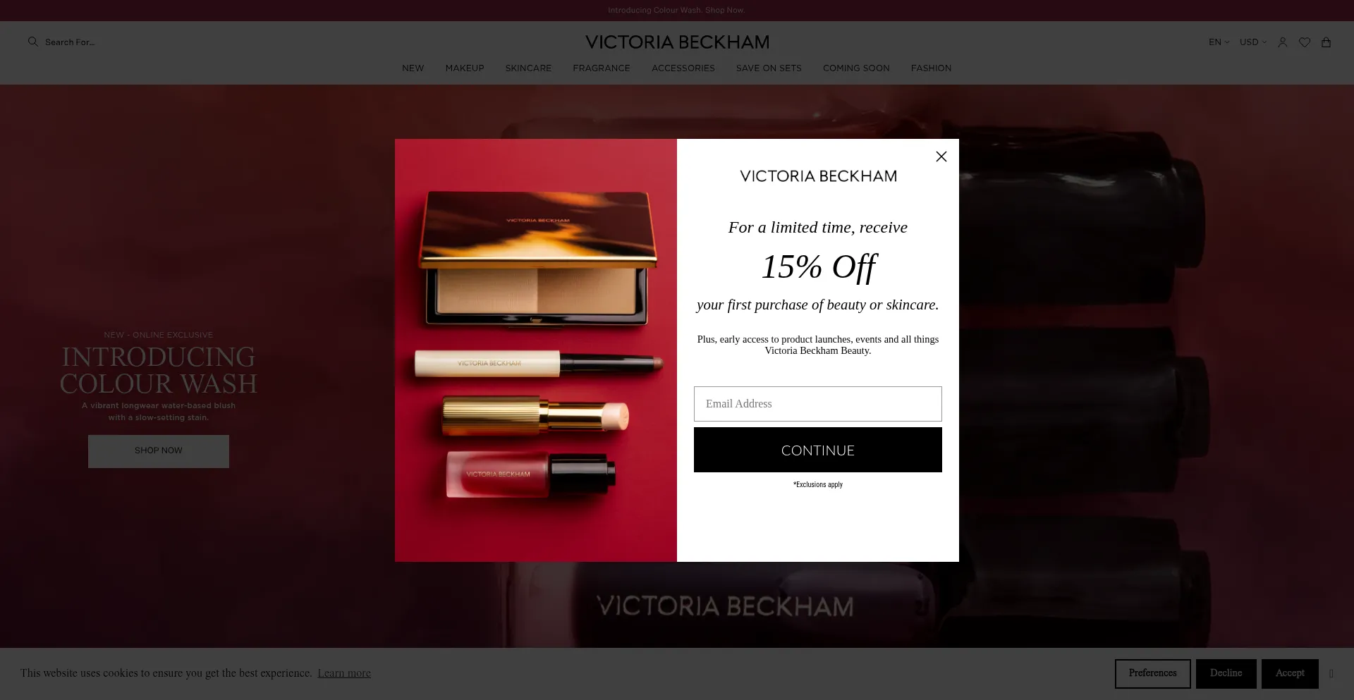 Website screenshot of Victoriabeckhambeauty.com