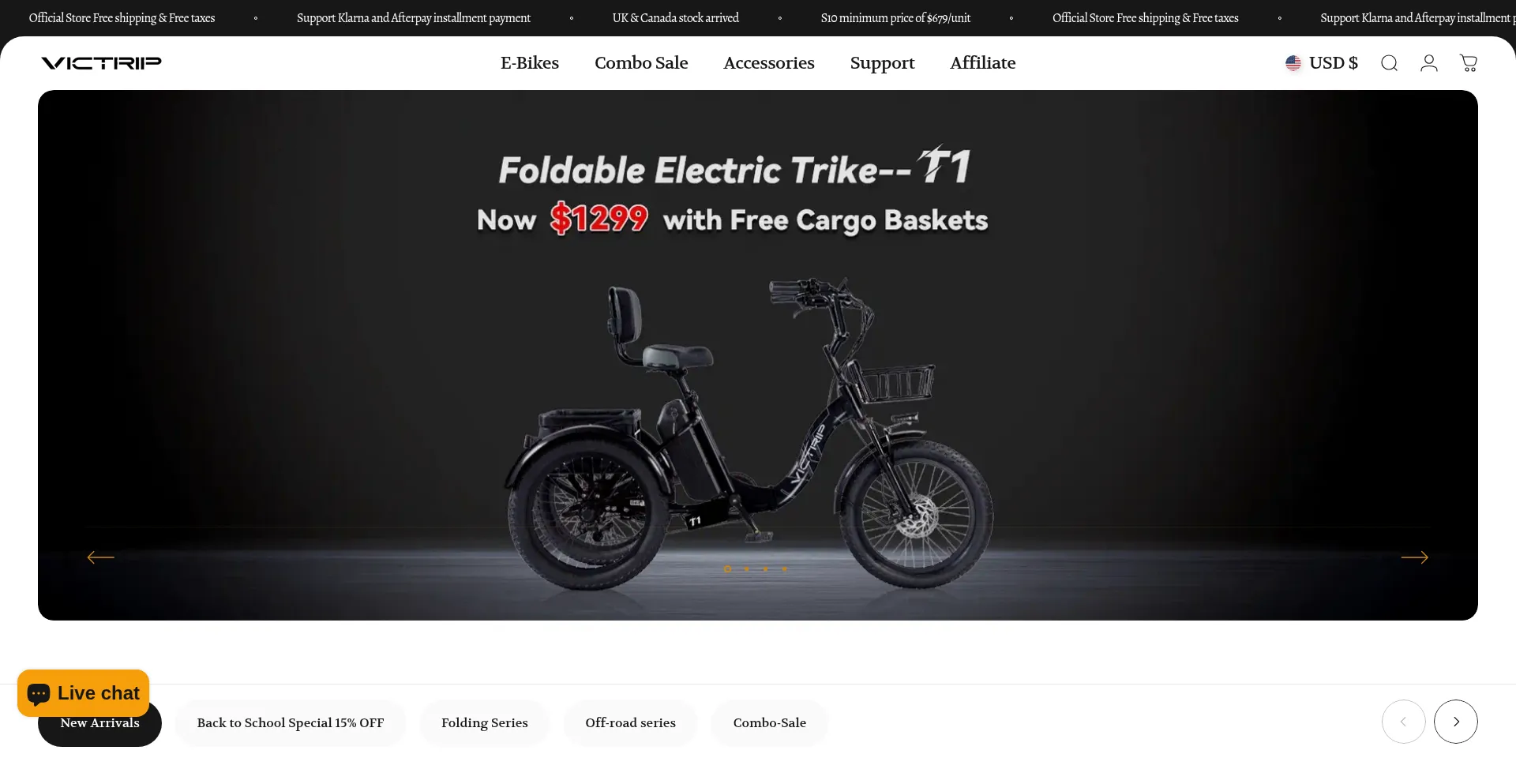 Website screenshot of Victripebike.com