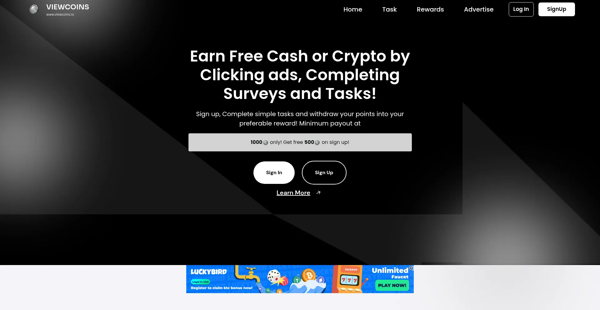 Website screenshot of Viewcoins.io