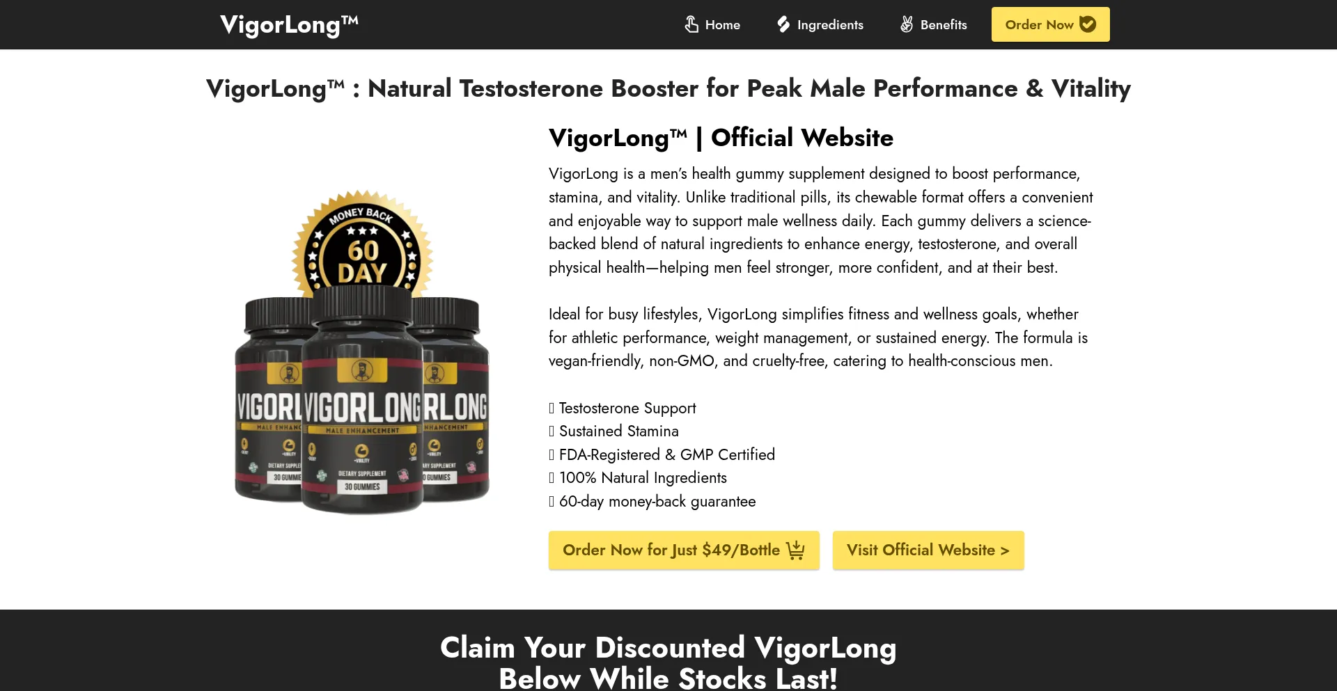 Website screenshot of Vigerlong.com