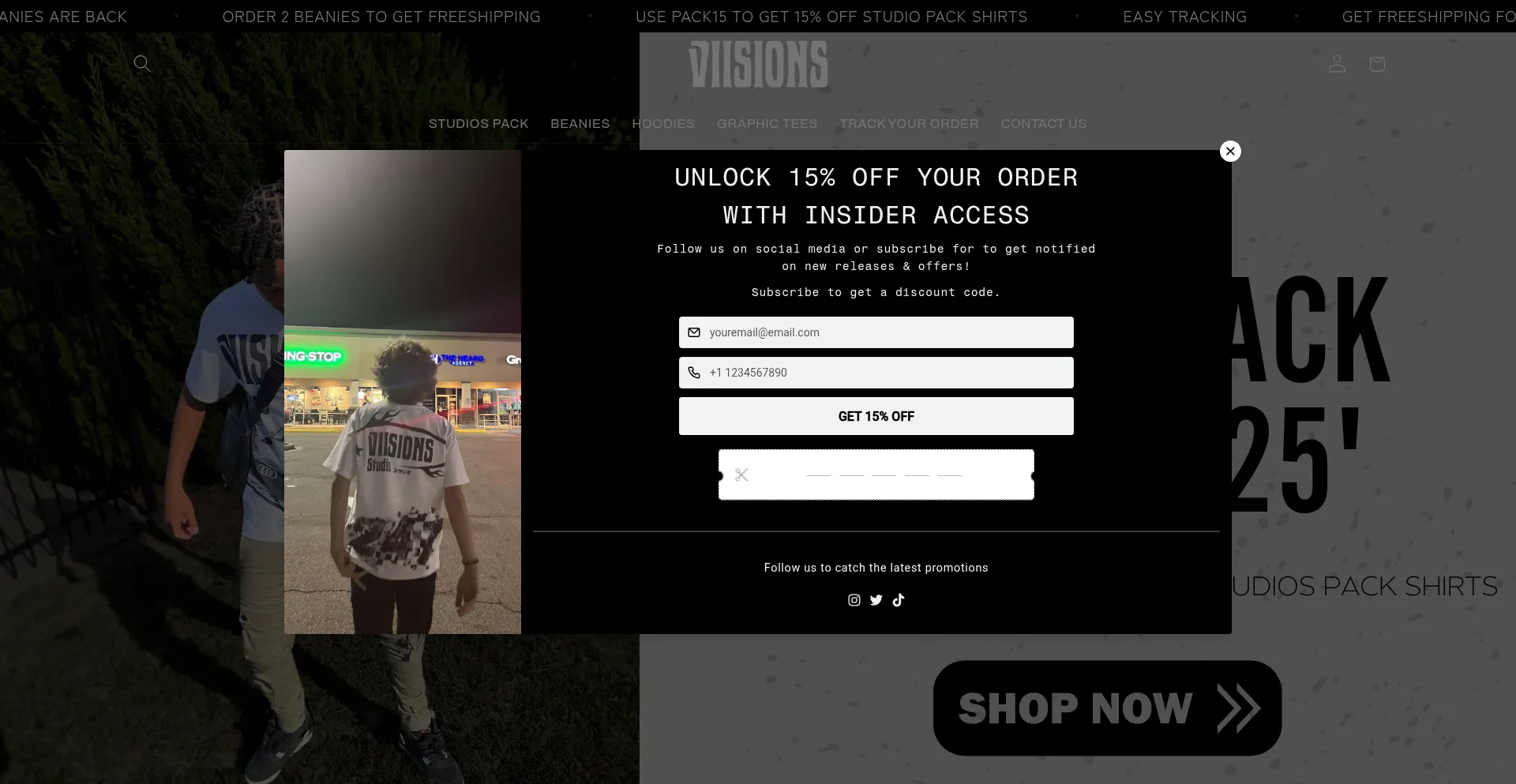 Website screenshot of Viisions.com