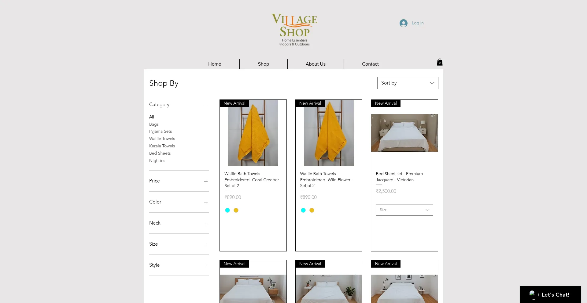 Website screenshot of Villageshop.in