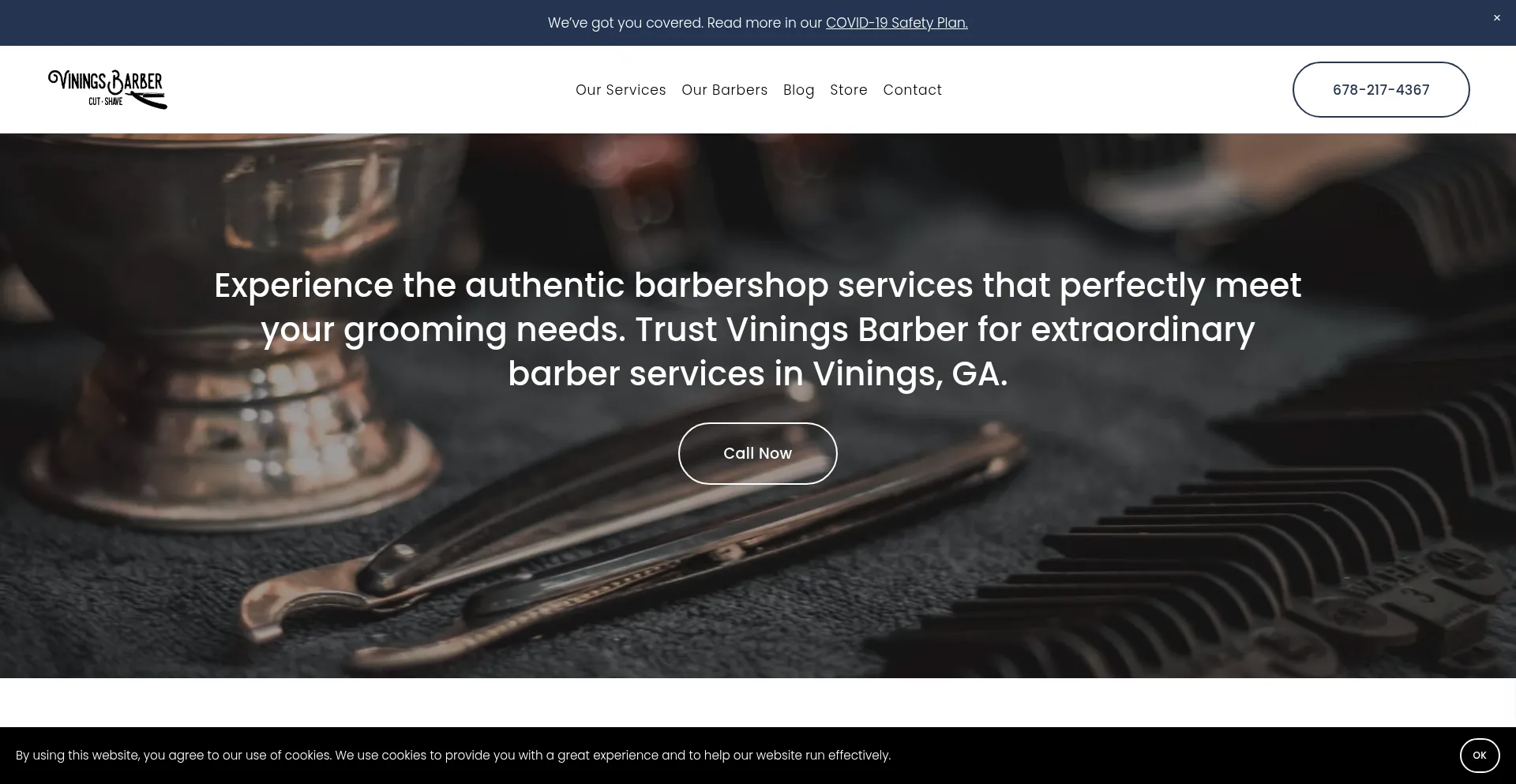 Website screenshot of Viningsbarber.com