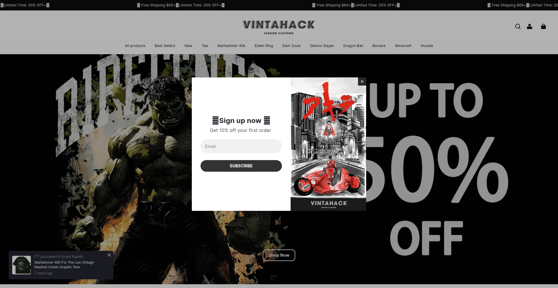 Website screenshot of Vintahack.com