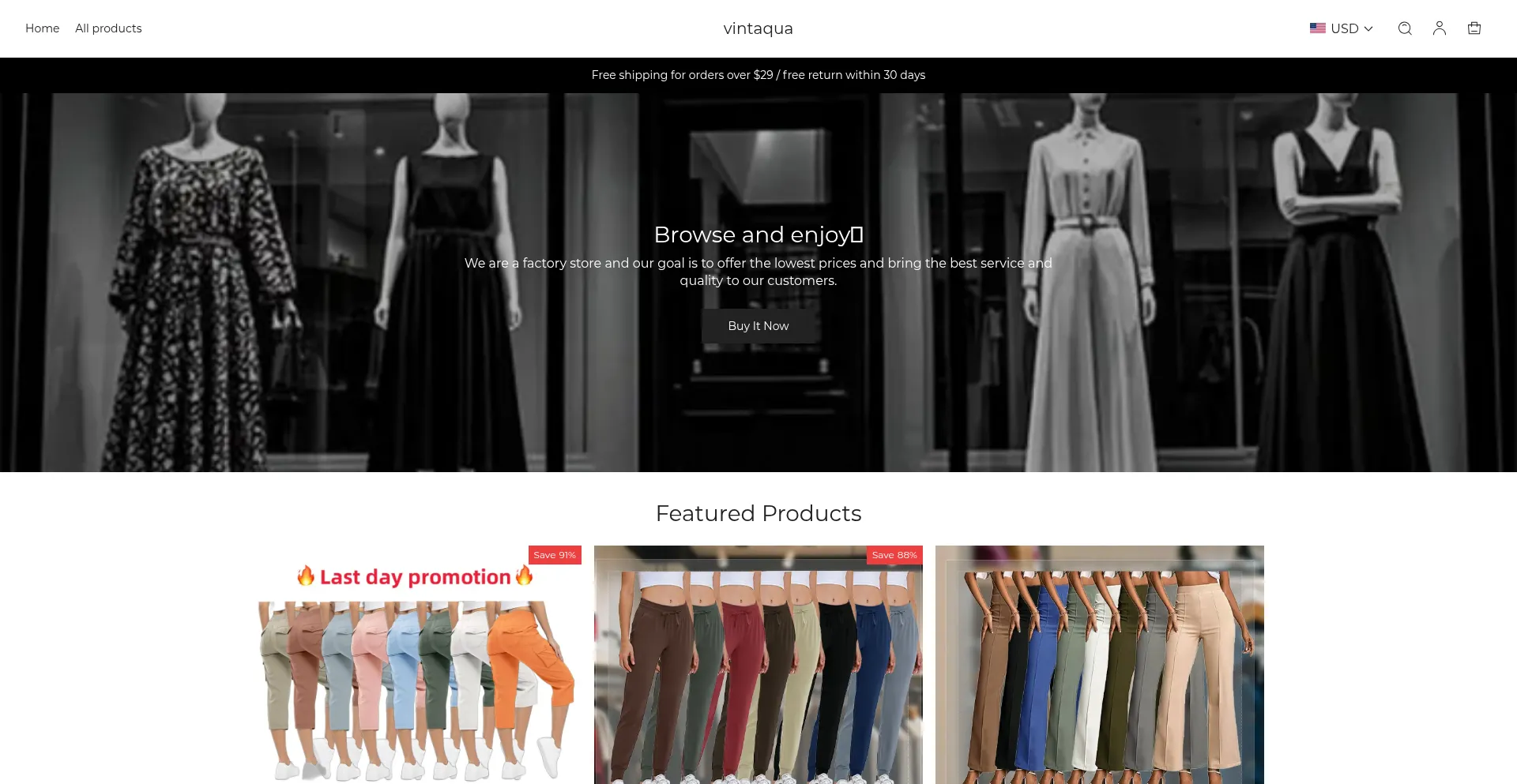 Website screenshot of Vintaqua.com