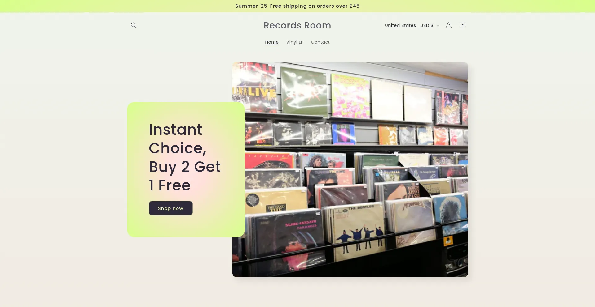 Website screenshot of Vinylrecordsroom.com