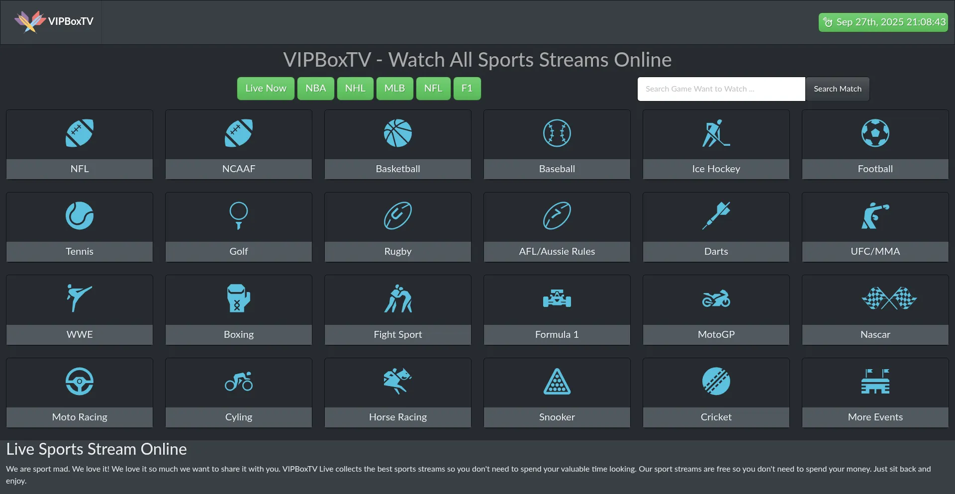 Vipboxtv.sk Screenshot