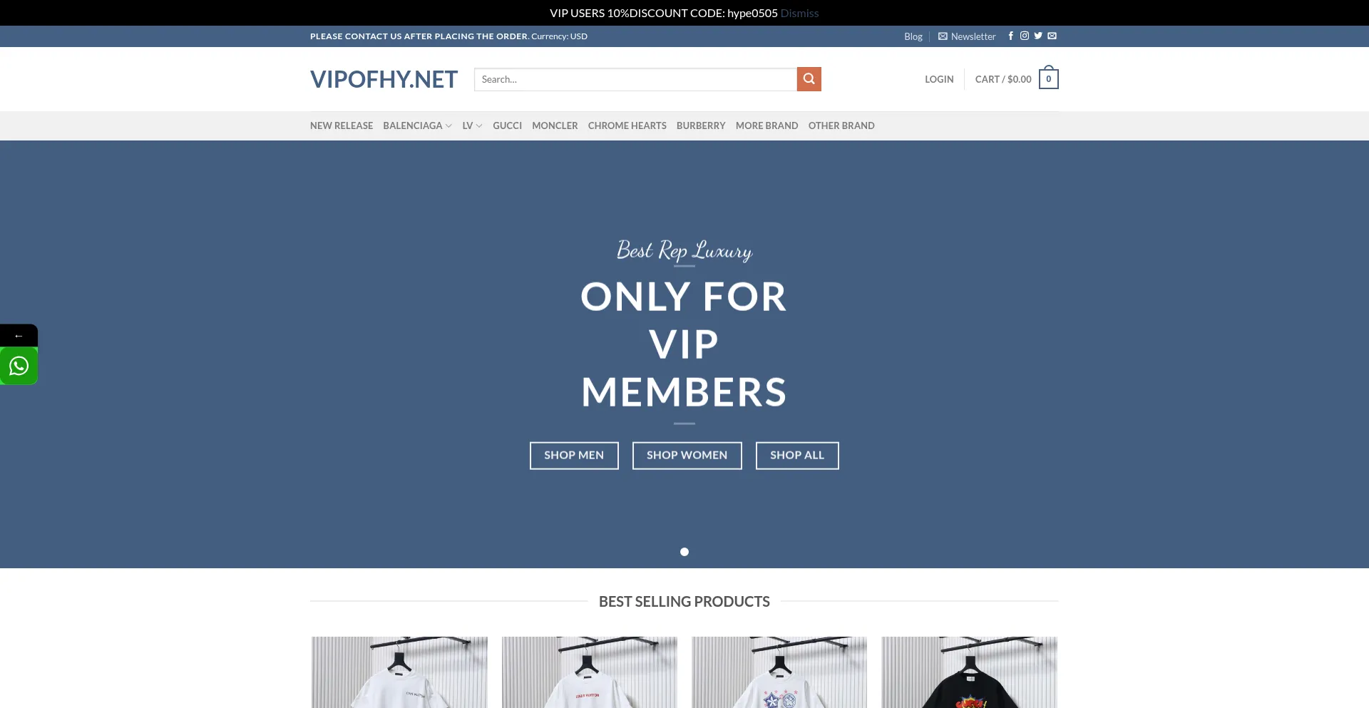 Website screenshot of Vipofhy.net