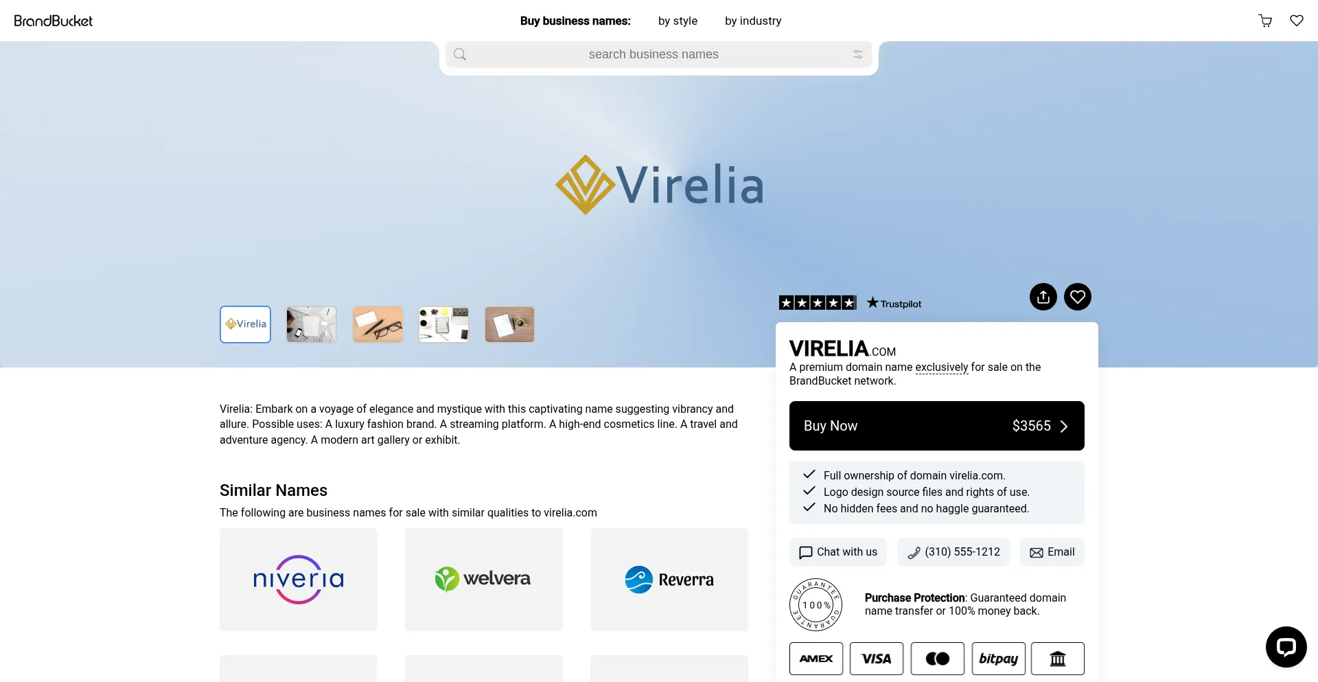 Website screenshot of Virelia.com