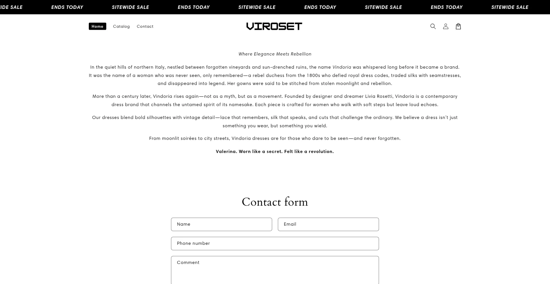 Website screenshot of Viroset.store