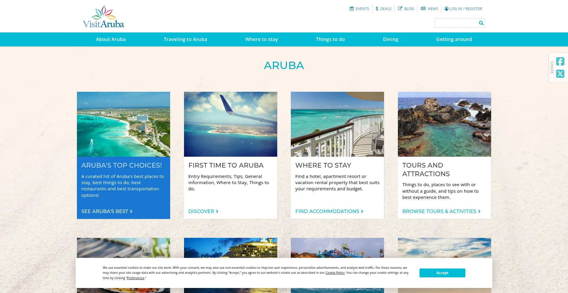 Website screenshot of Visitaruba.com
