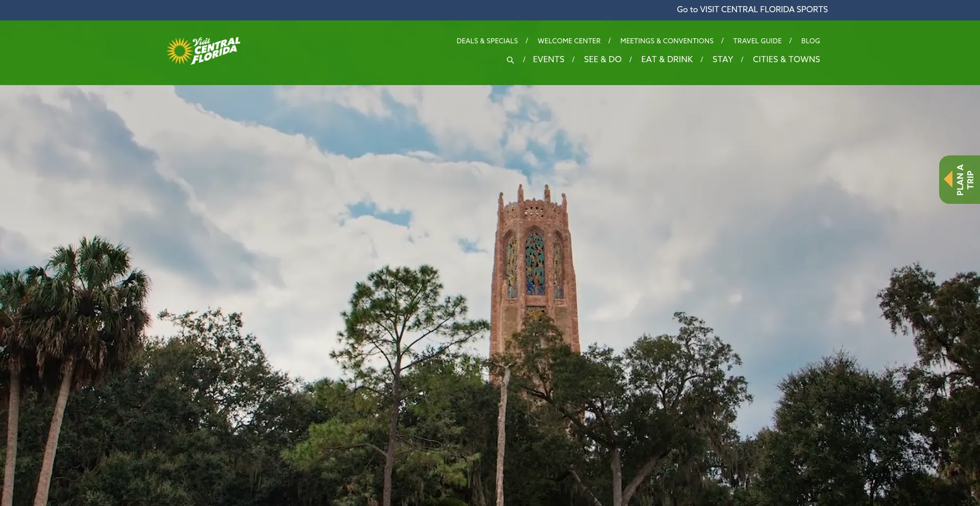 Website screenshot of Visitcentralflorida.org