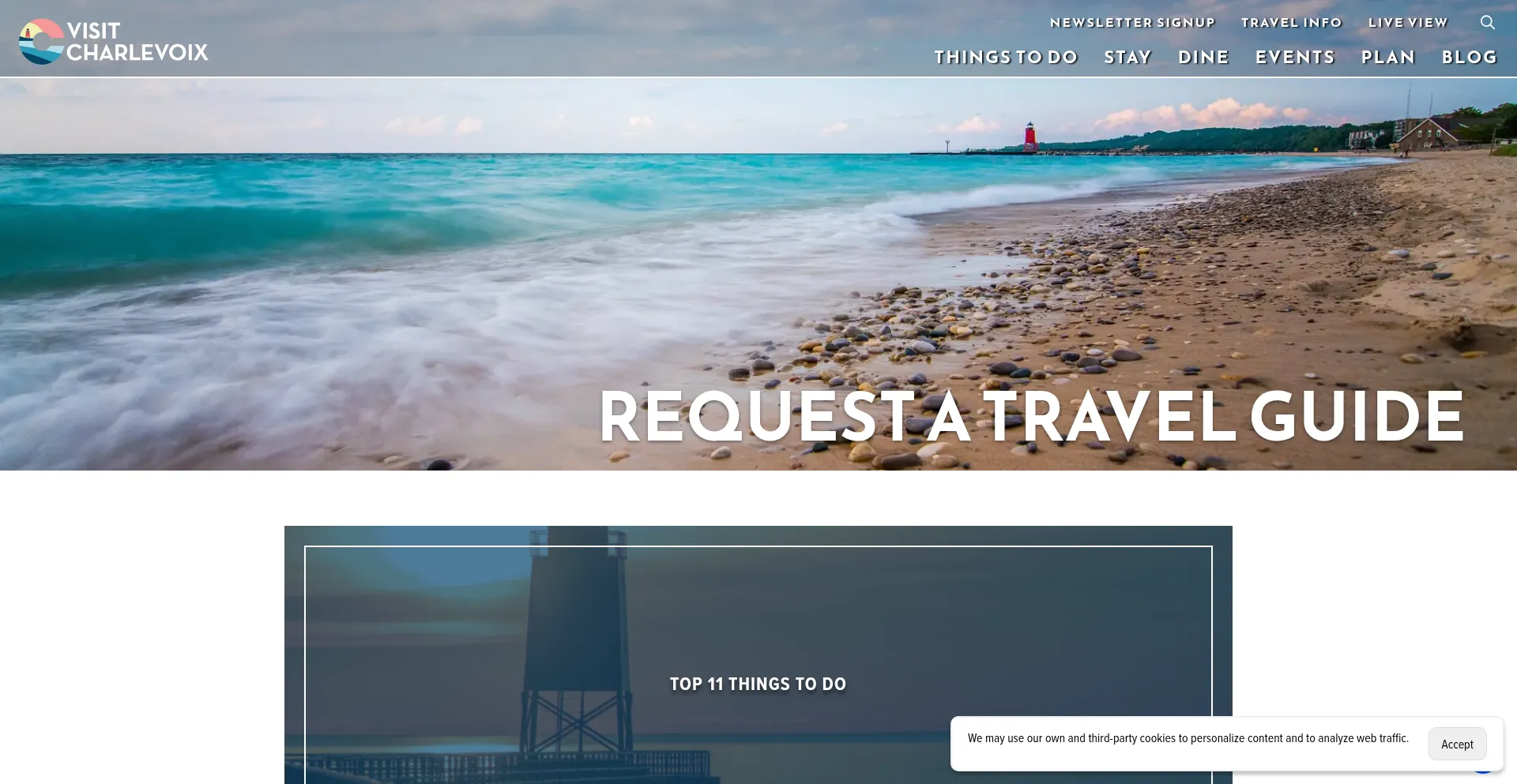 Website screenshot of Visitcharlevoix.com