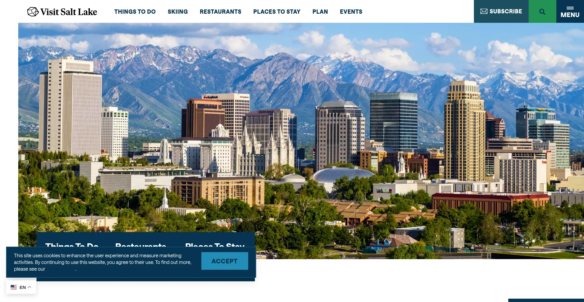 Website screenshot of Visitsaltlake.com