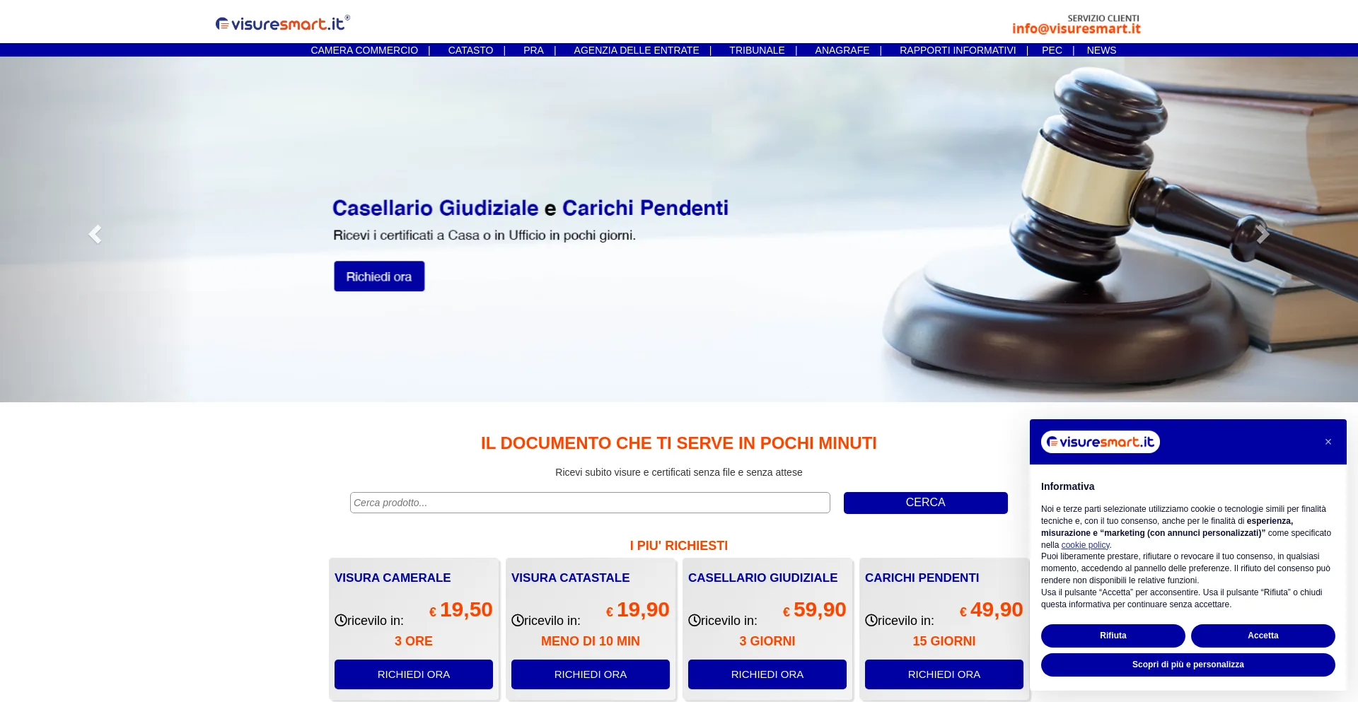 Website screenshot of Visuresmart.it