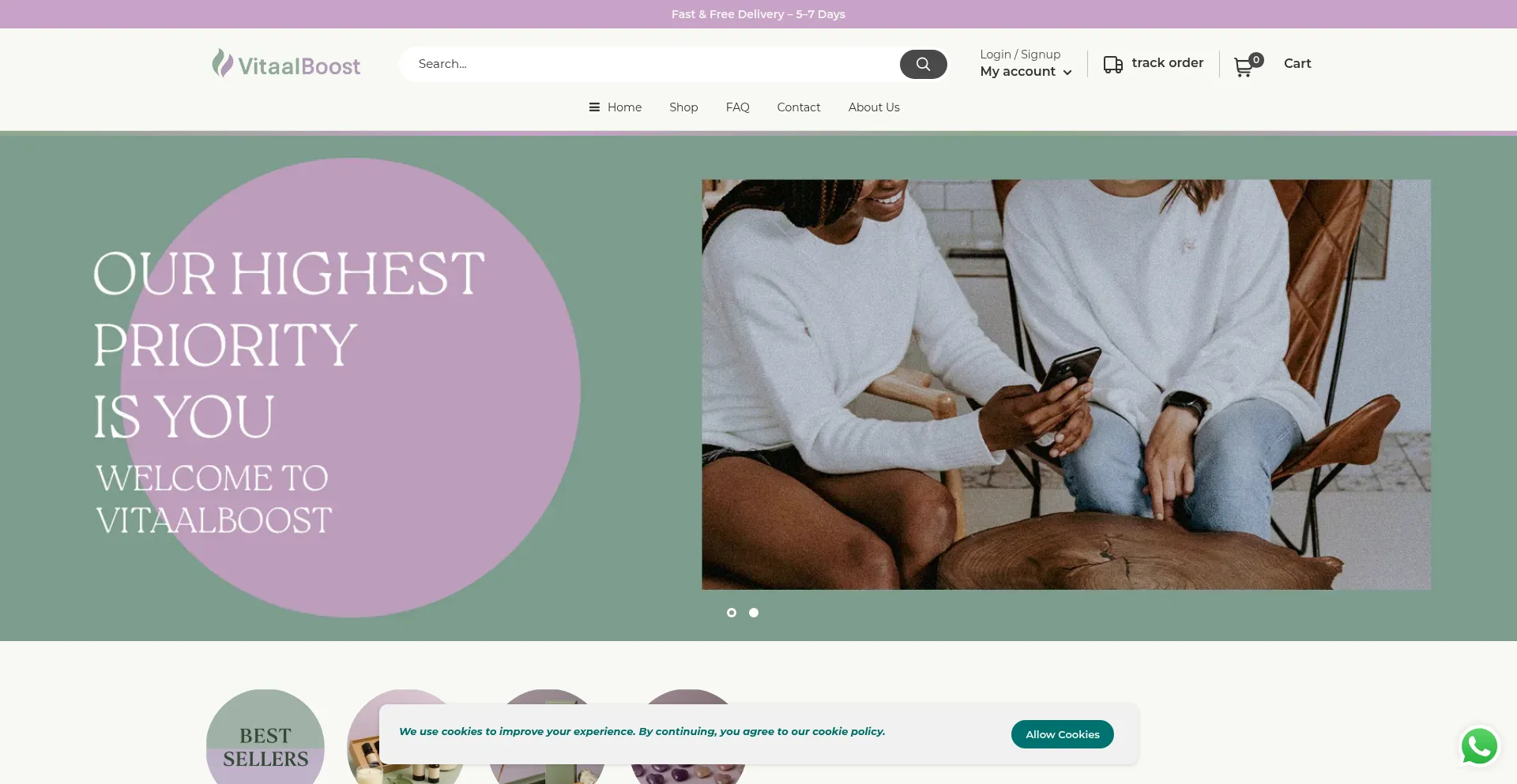 Website screenshot of Vitaalboost.com