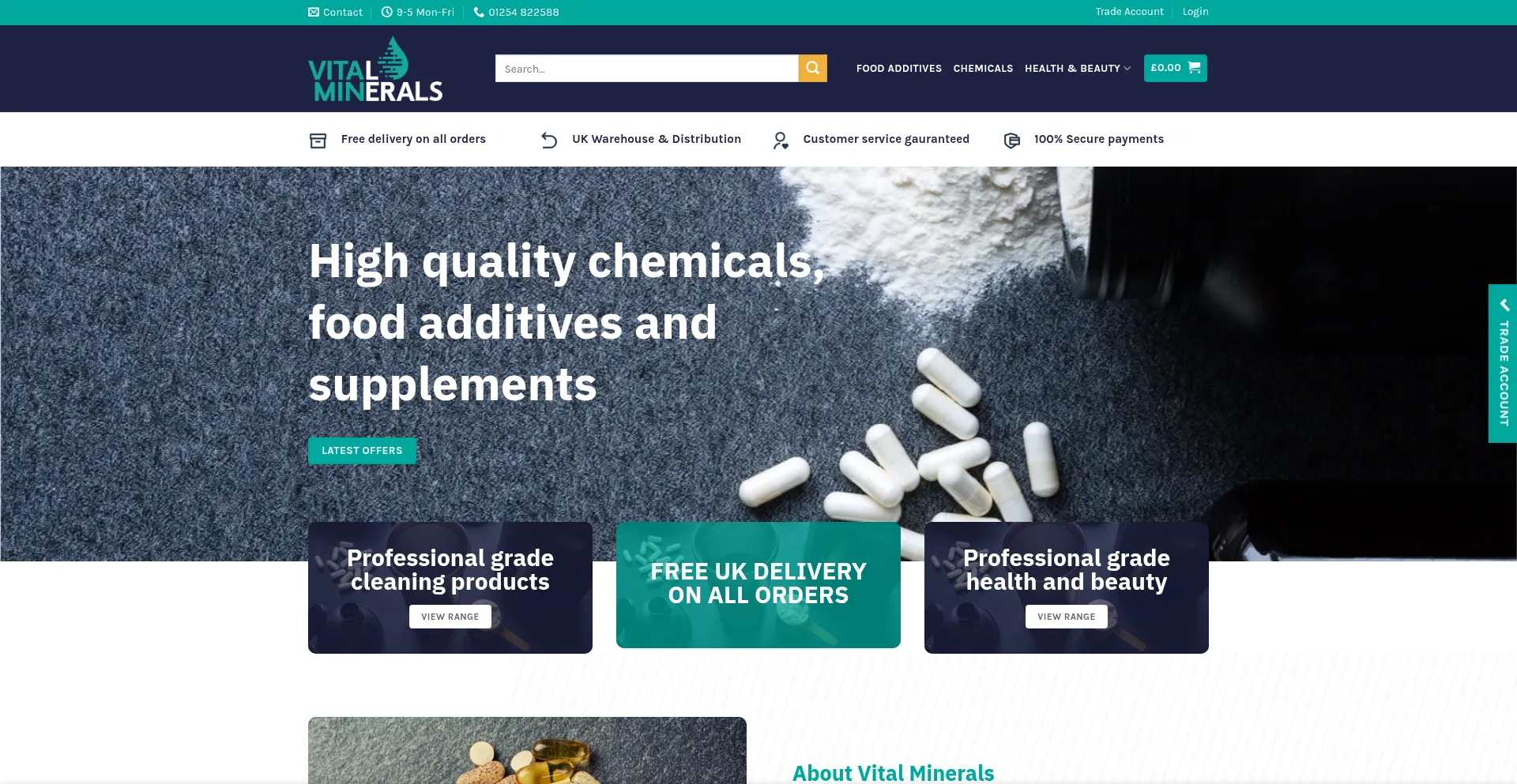 Website screenshot of Vital-minerals.co.uk