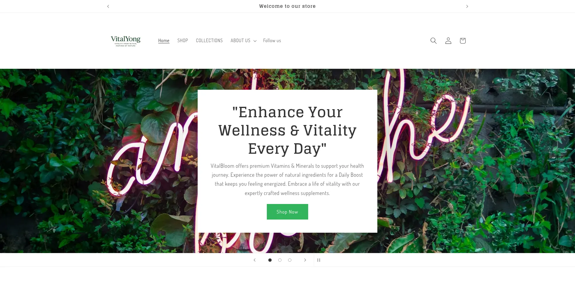 Website screenshot of Vitalyong.com