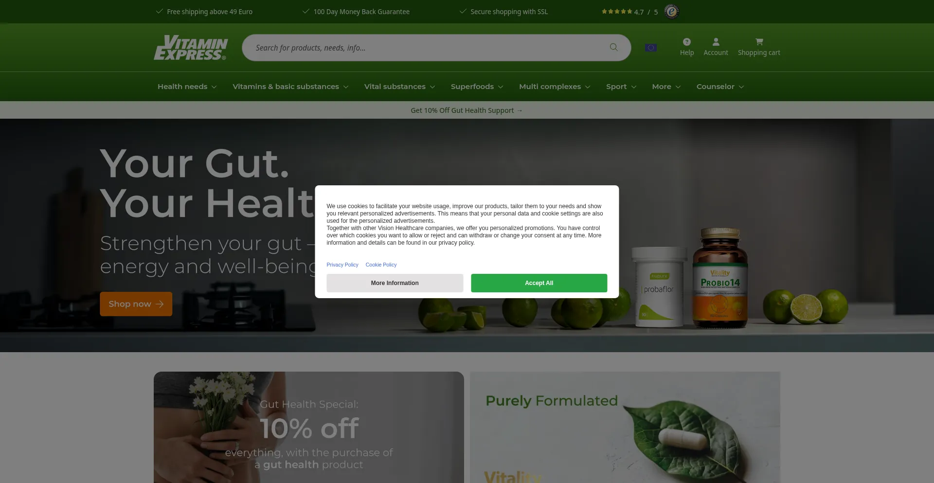 Website screenshot of Vitaminexpress.com