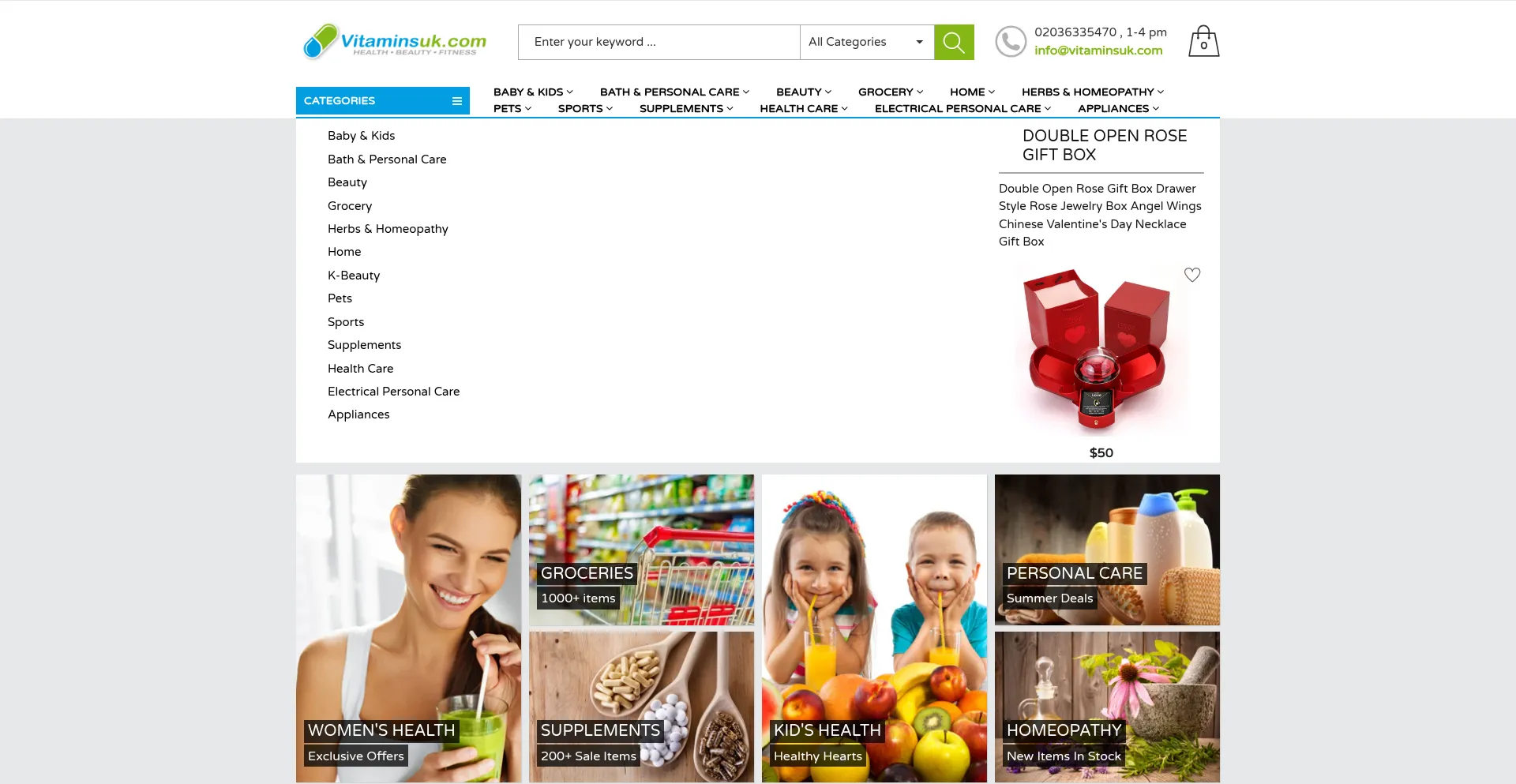 Website screenshot of Vitaminuk.com