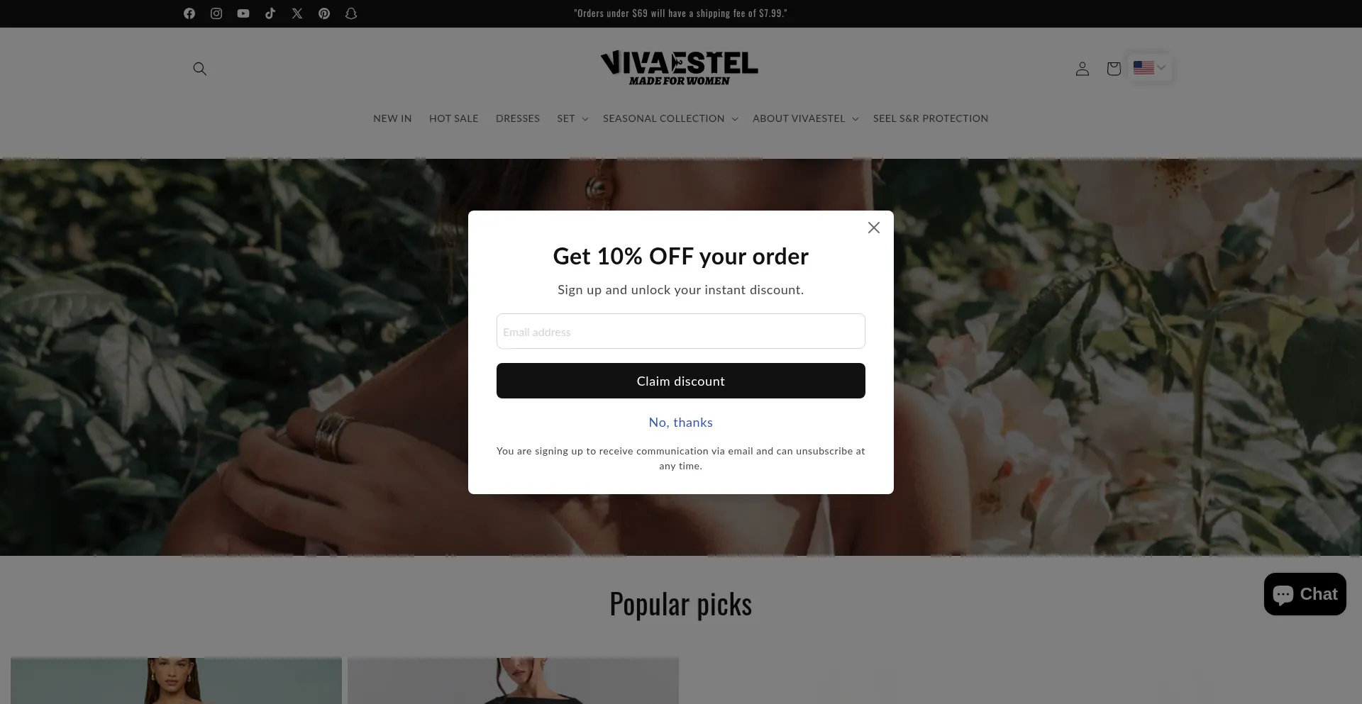 Website screenshot of Vivaestel.com