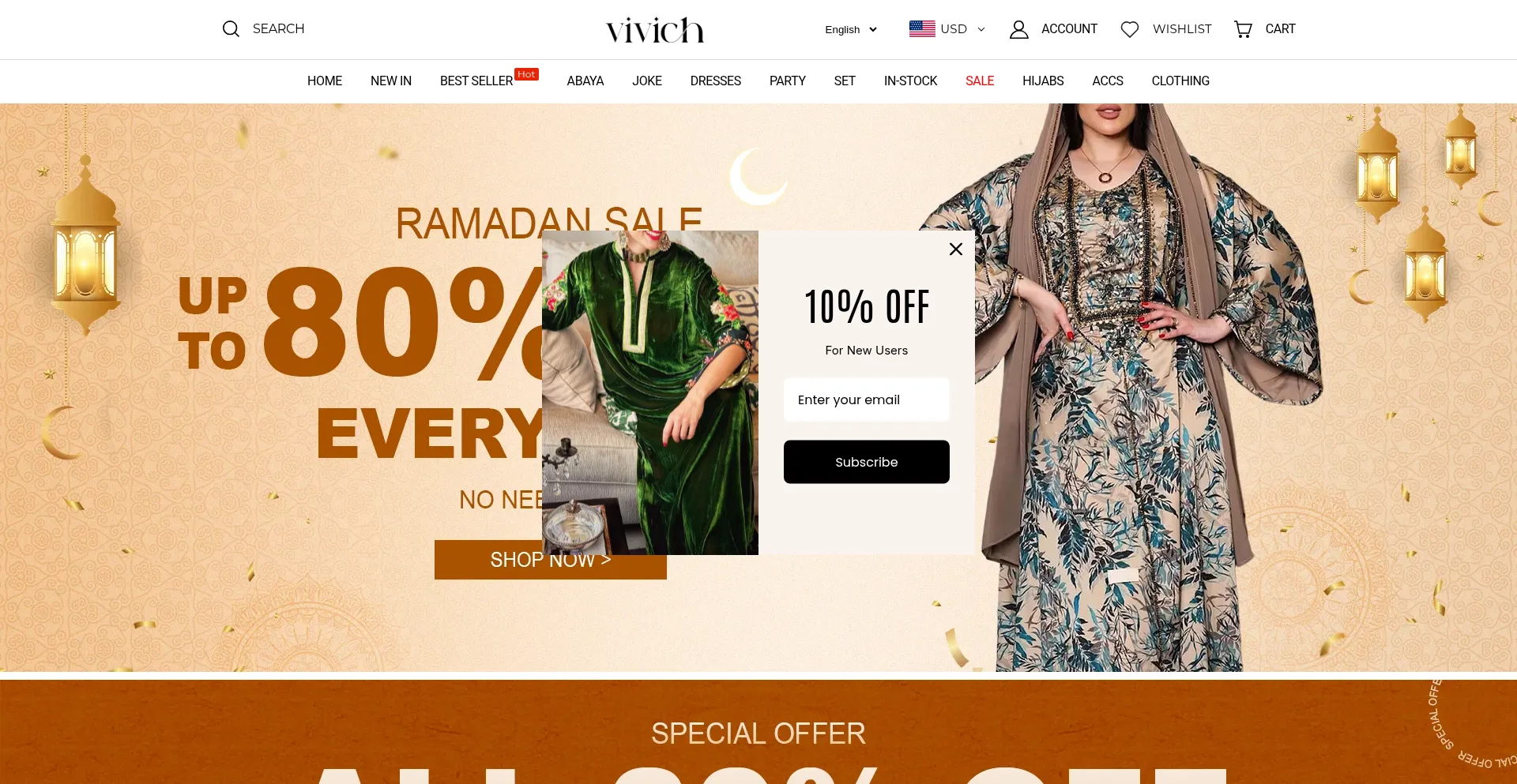 Website screenshot of Vivichofficial.com