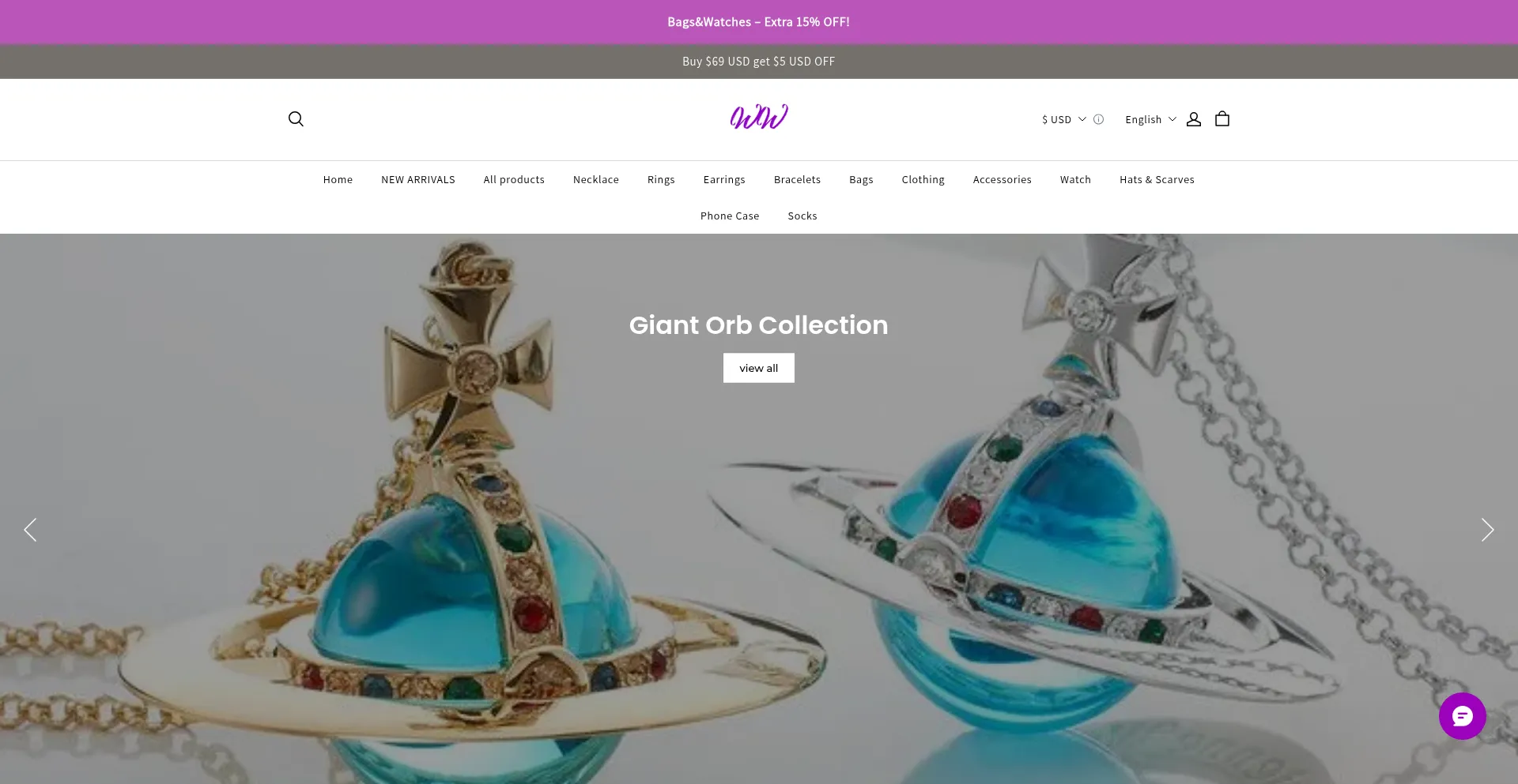 Website screenshot of Vivijewellry.shop
