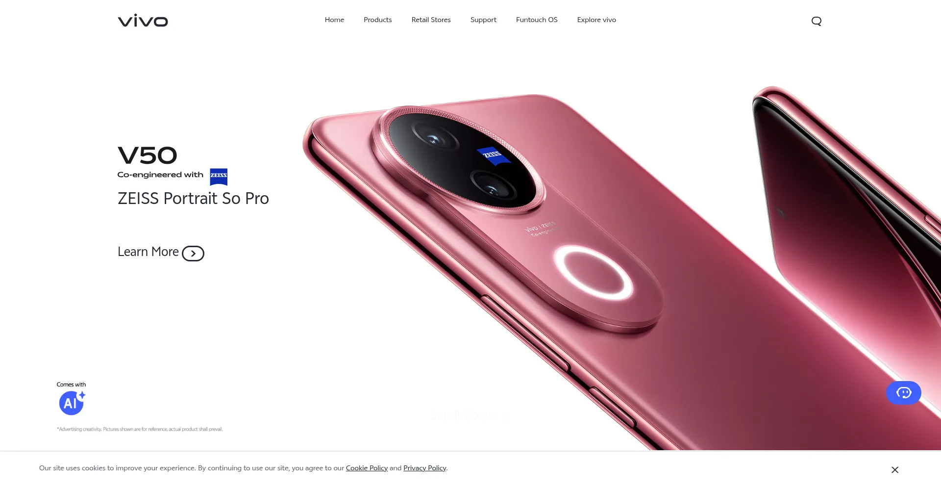 Website screenshot of Vivo.com